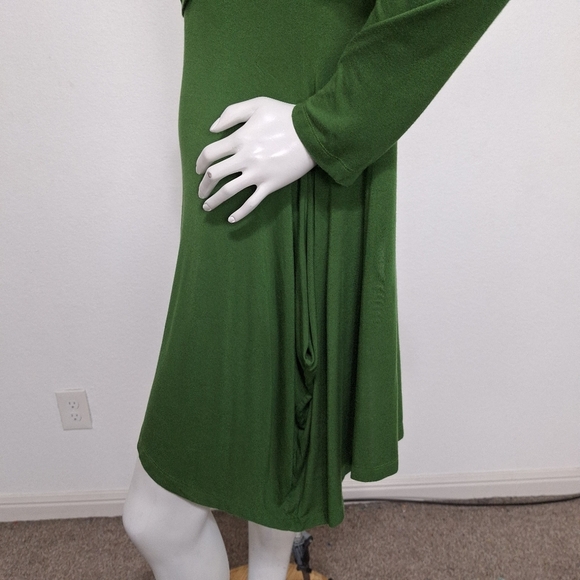 Bryn Walker Green Bohemian Retro Micro Modal Blend Cowl Neck Mini Dress Size M - Picture 11 of 13